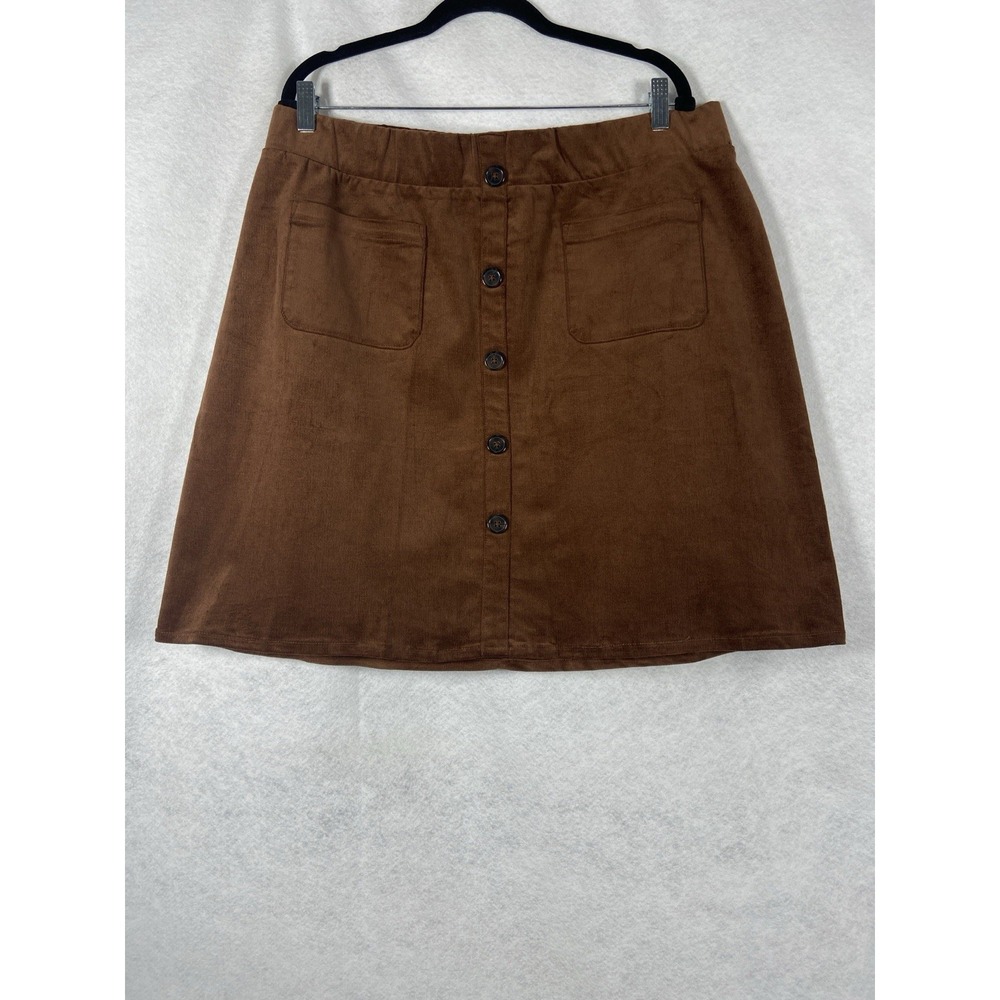 Torrid Mini Skirt Women's 1 US 1X Brown Corduroy Button Front Pockets New